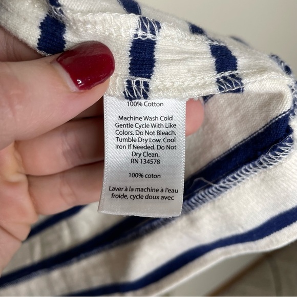 Vineyard Vines Navy & White Breton Striped Mock Neck Pullover Top small - Picture 7 of 8